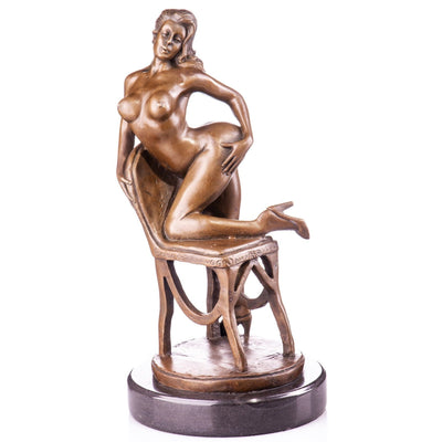 Sensual Woman on Chair Bronze Art Sculpture | Figurines & Statues