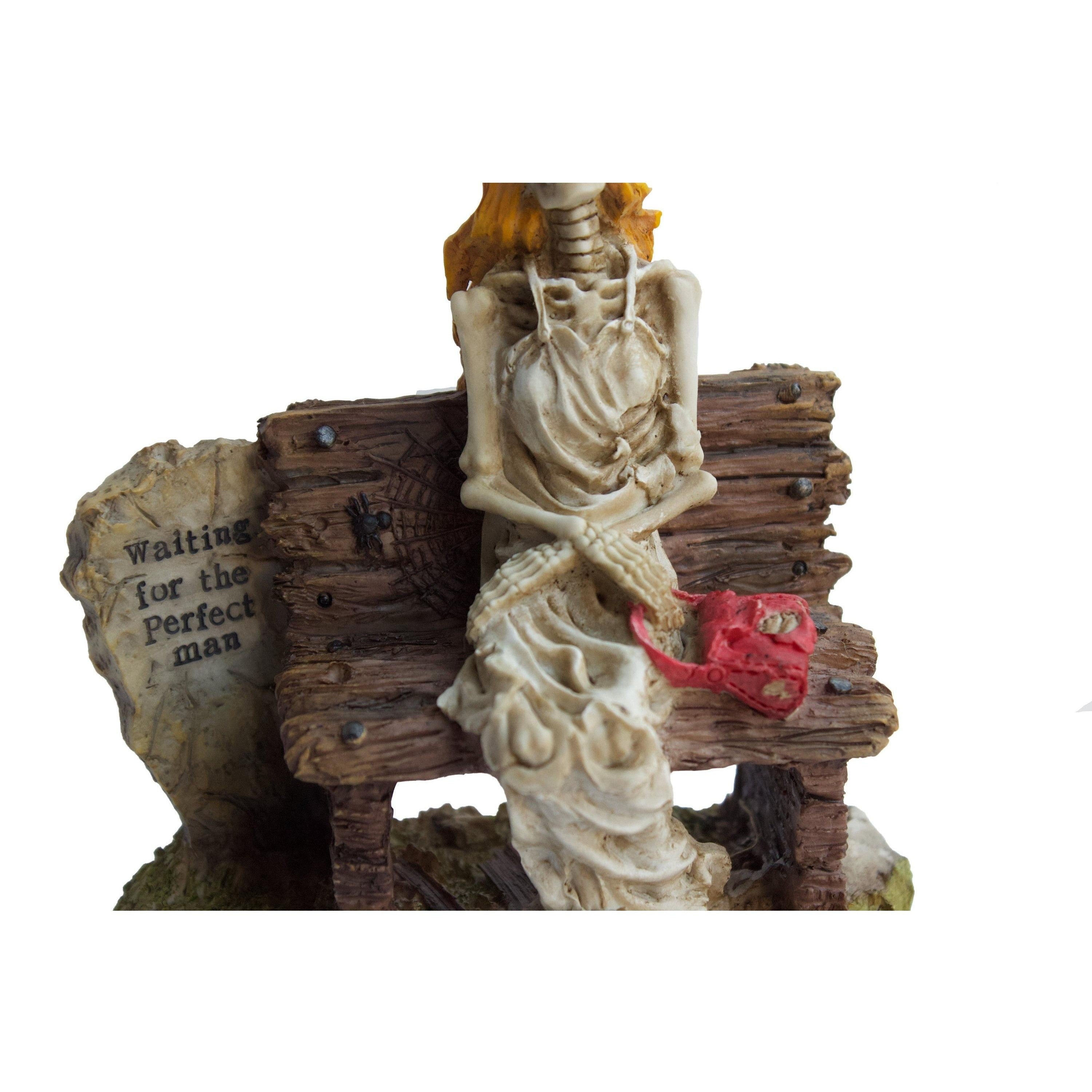 Skeleton Woman Waiting Figurine.Relationship Waiting Quotes