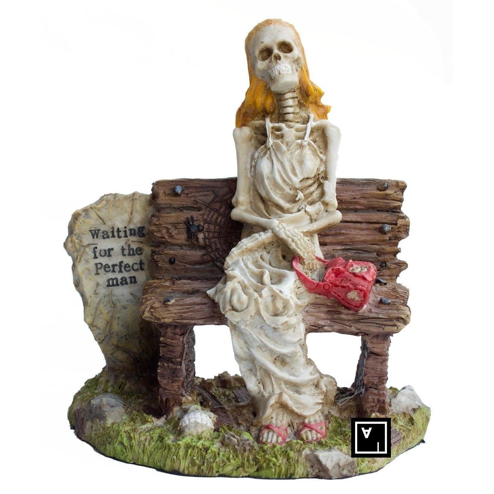 Skeleton Woman Waiting Figurine.Relationship Waiting Quotes