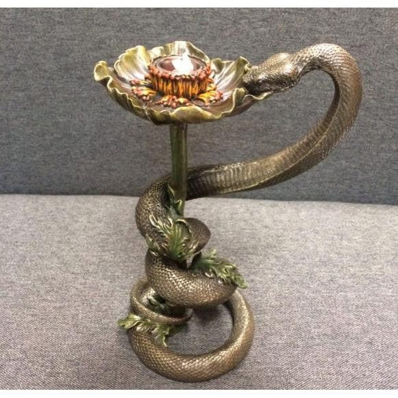 Snake on Poppy Candlestick | Lighting | Home Decor | Handcrafted