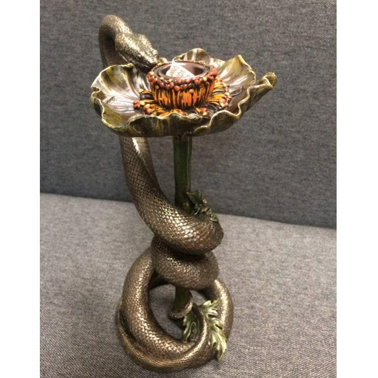 Snake on Poppy Candlestick | Lighting | Home Decor | Handcrafted