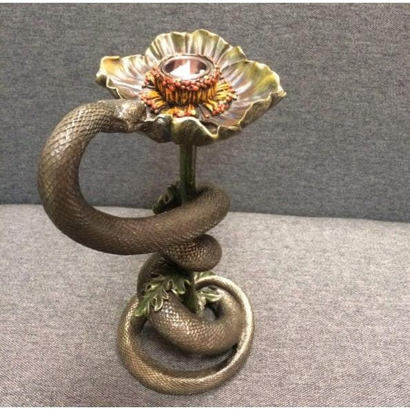 Snake on Poppy Candlestick | Lighting | Home Decor | Handcrafted