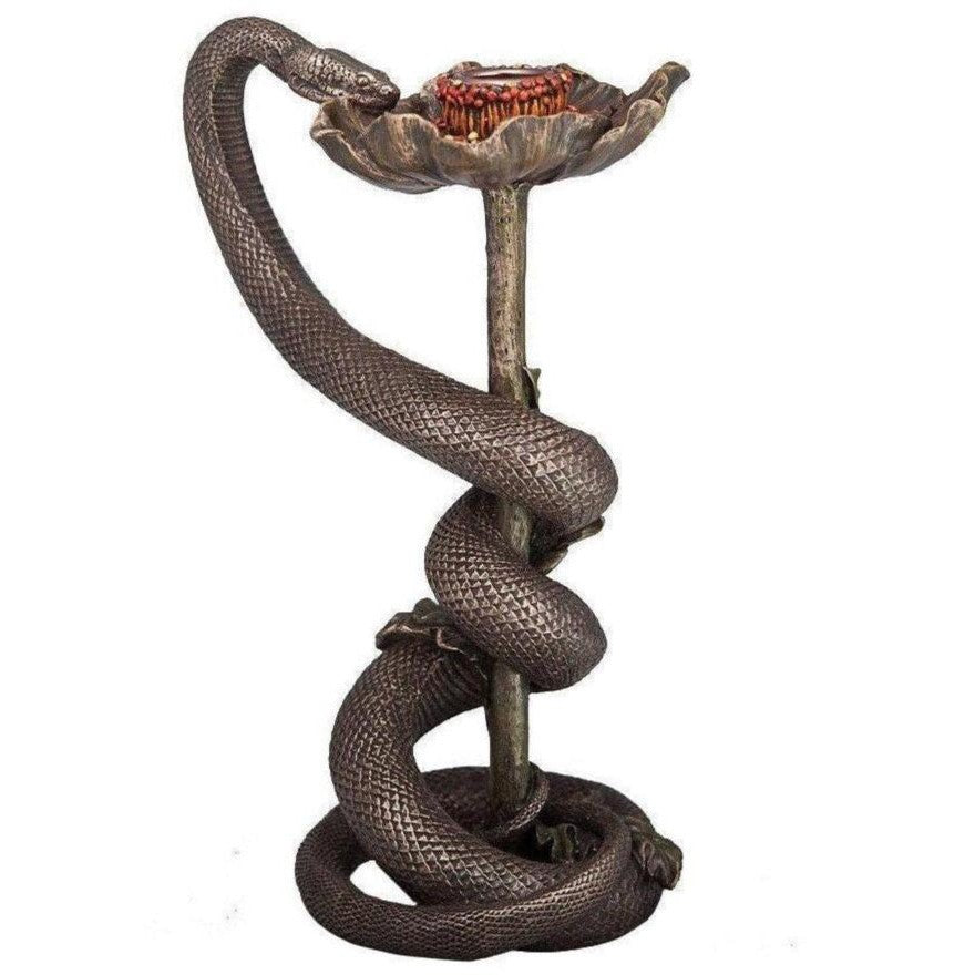 Snake on Poppy Candlestick | Lighting | Home Decor | Handcrafted