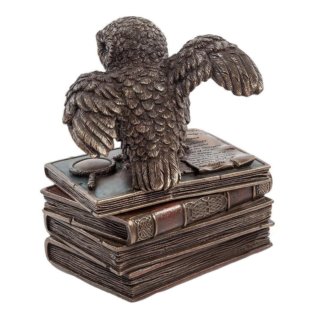 Snow Owl Flap Wings On Books Trinket Box | Desk & Curio Accessories