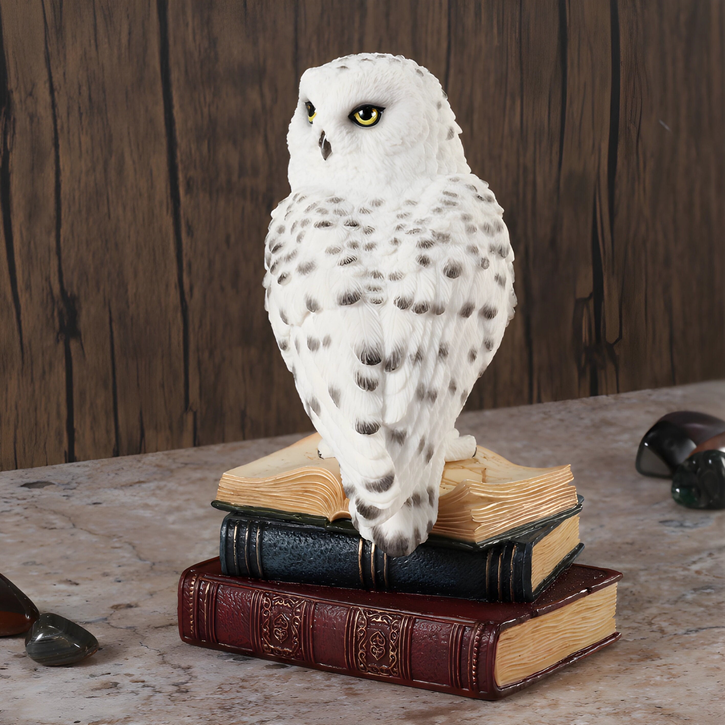 Snowy Owl on book | Animal Sculptures | Home Decor | Handcrafted
