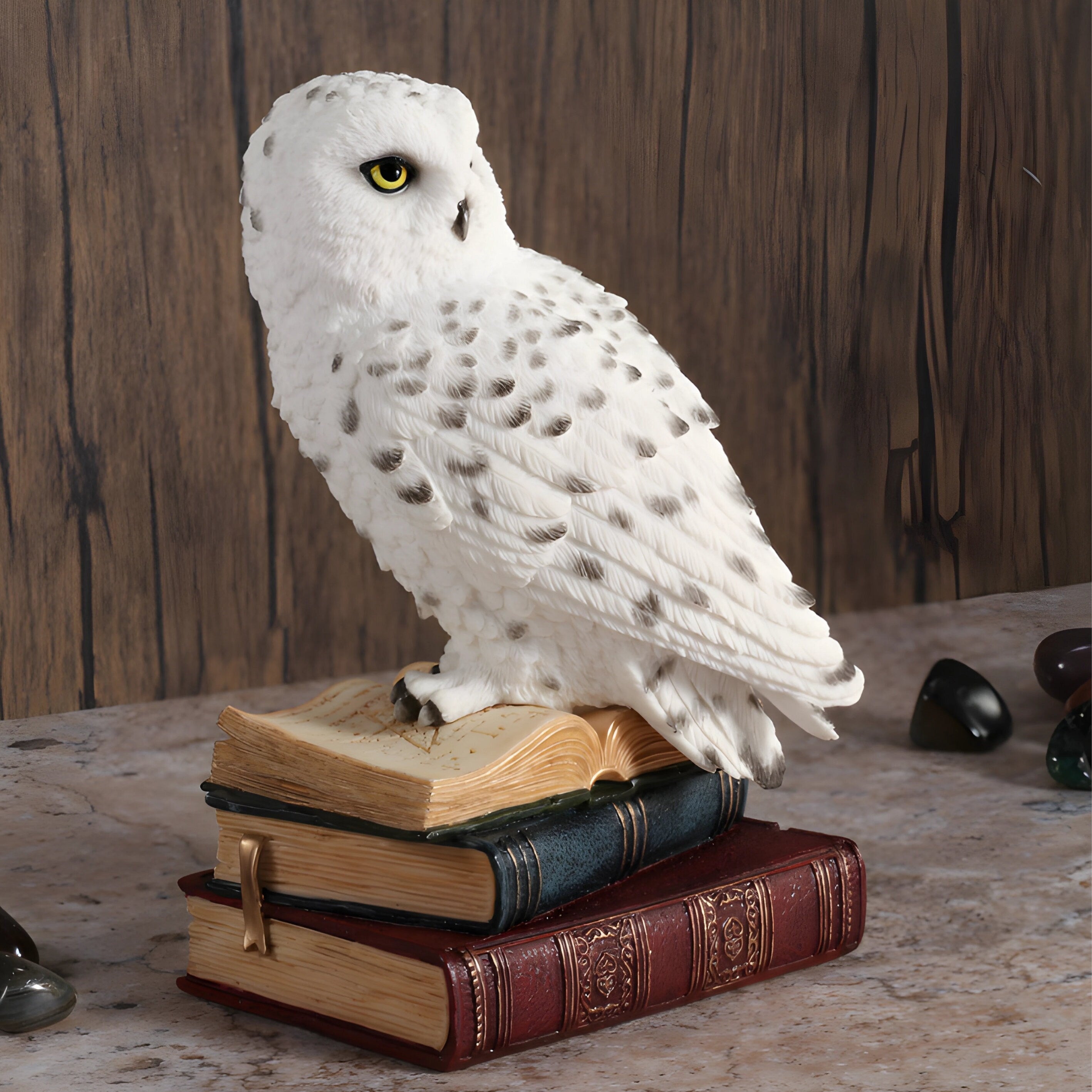 Snowy Owl on book | Animal Sculptures | Home Decor | Handcrafted