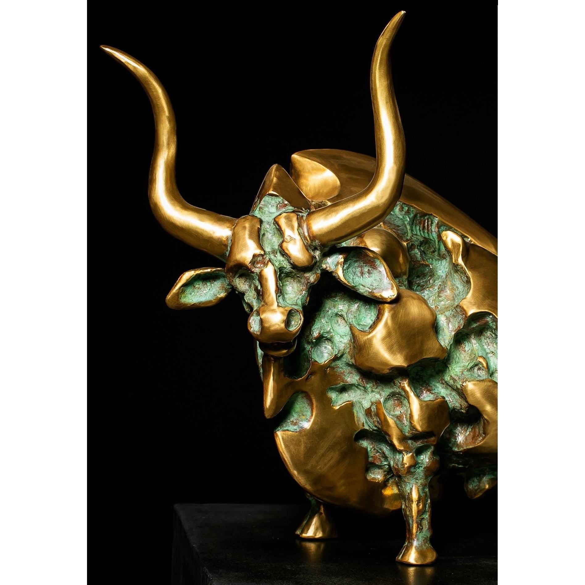 Solid Bronze Lucifero Toro Bull long horne | Animal Sculptures