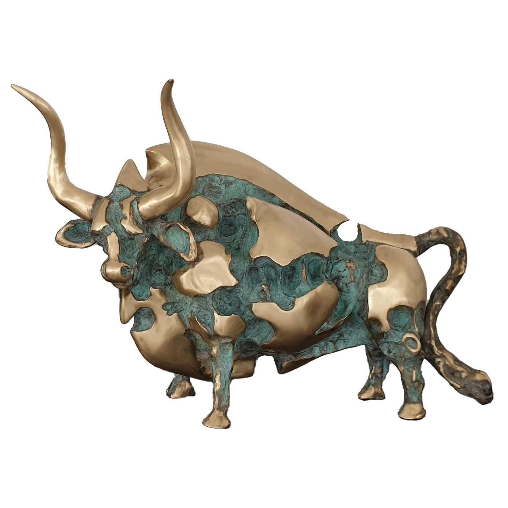 Solid Bronze Lucifero Toro Bull long horne | Animal Sculptures