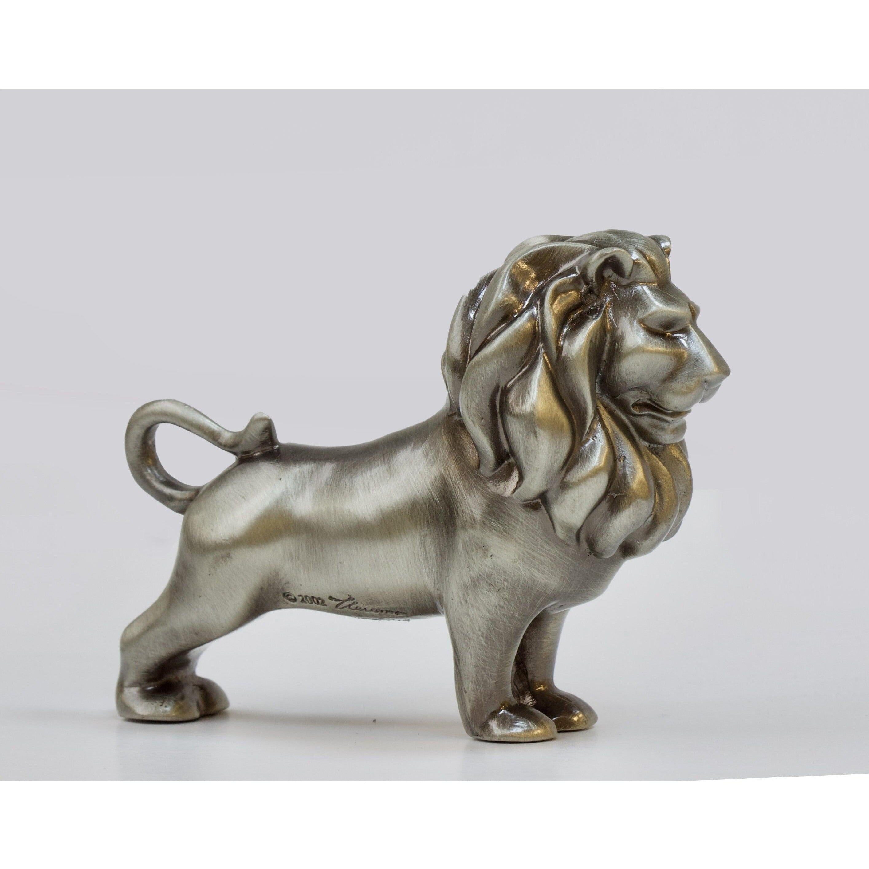Solid Pewter Lion | Animal Sculptures | Home Decor | Handcrafted