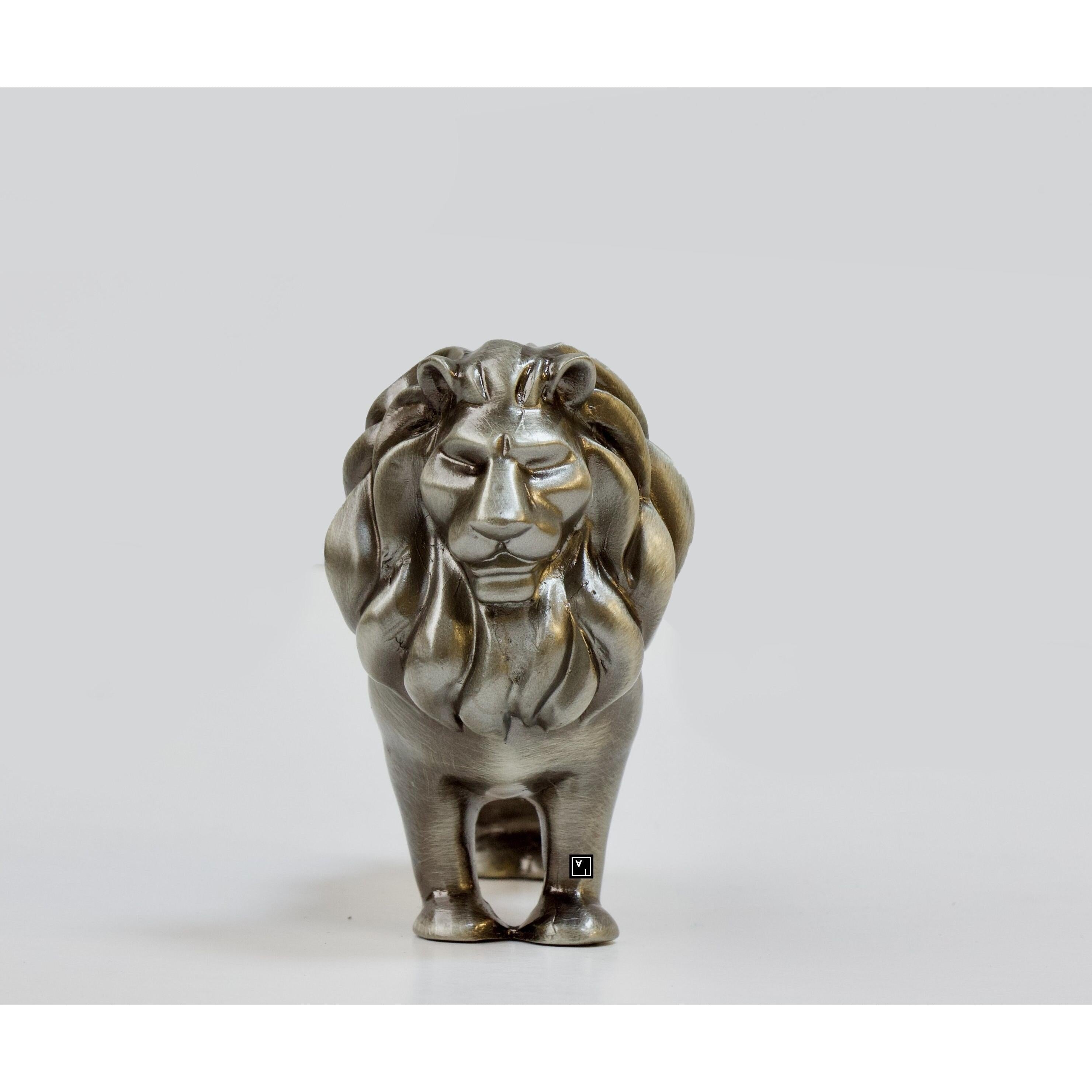 Solid Pewter Lion | Animal Sculptures | Home Decor | Handcrafted