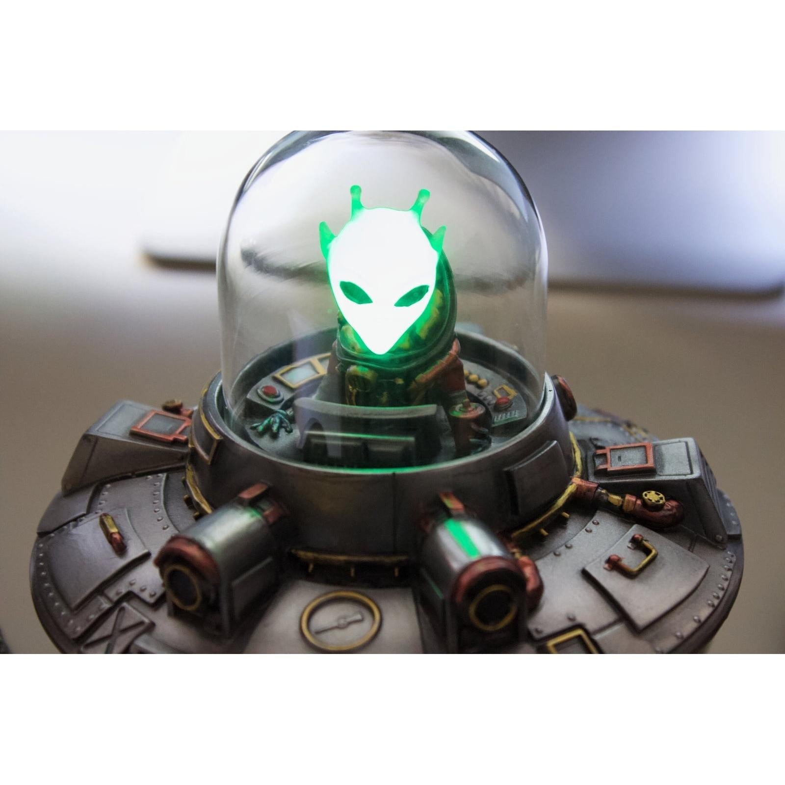 Steampunk Alien in Spaceship.Alien Figurine with LED light