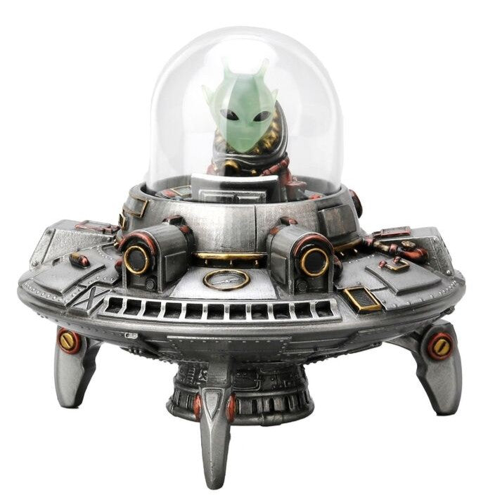 Steampunk Alien in Spaceship.Alien Figurine with LED light