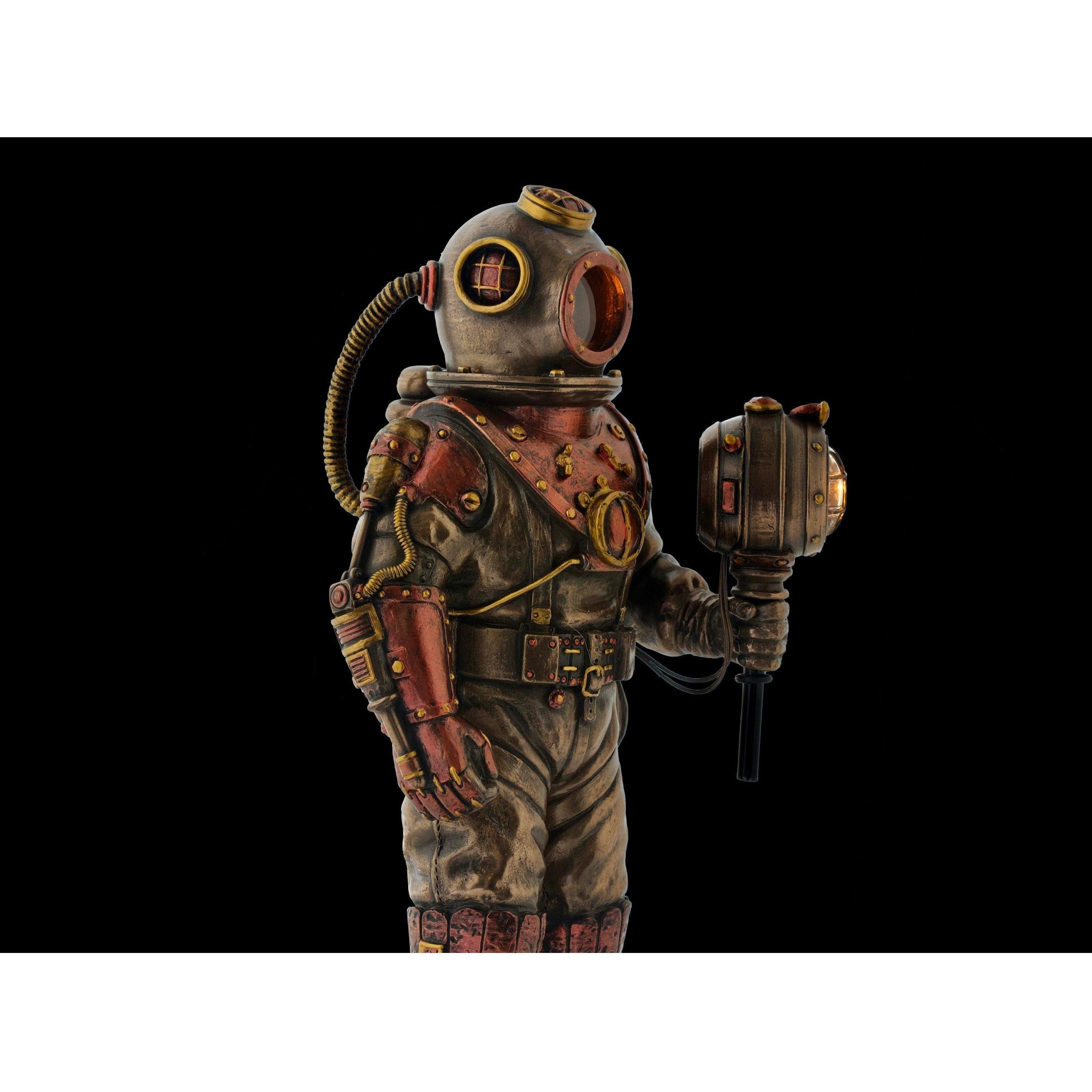 Steampunk Skeleton in Diver Suit with LED Light Statue