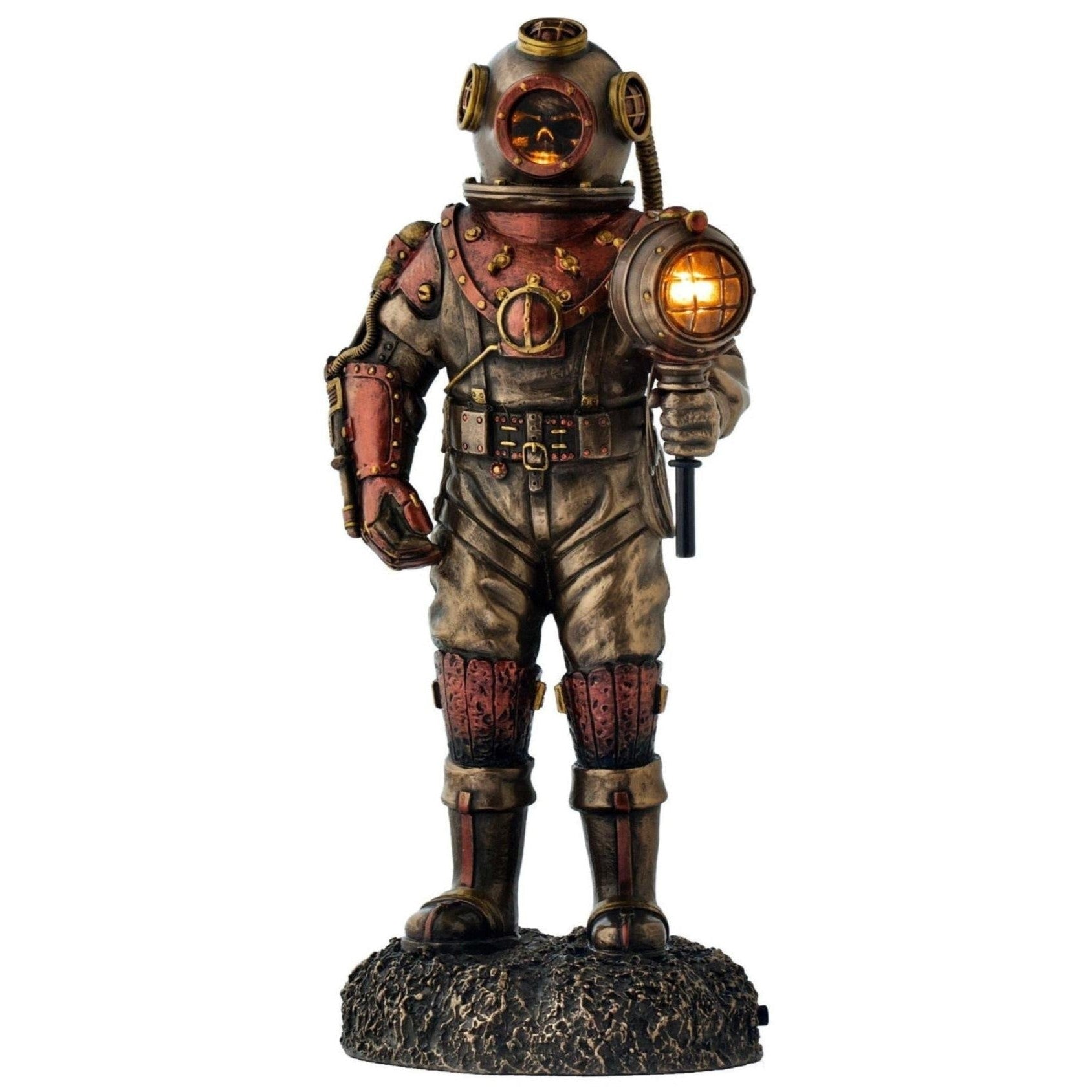 Steampunk Skeleton in Diver Suit with LED Light Statue
