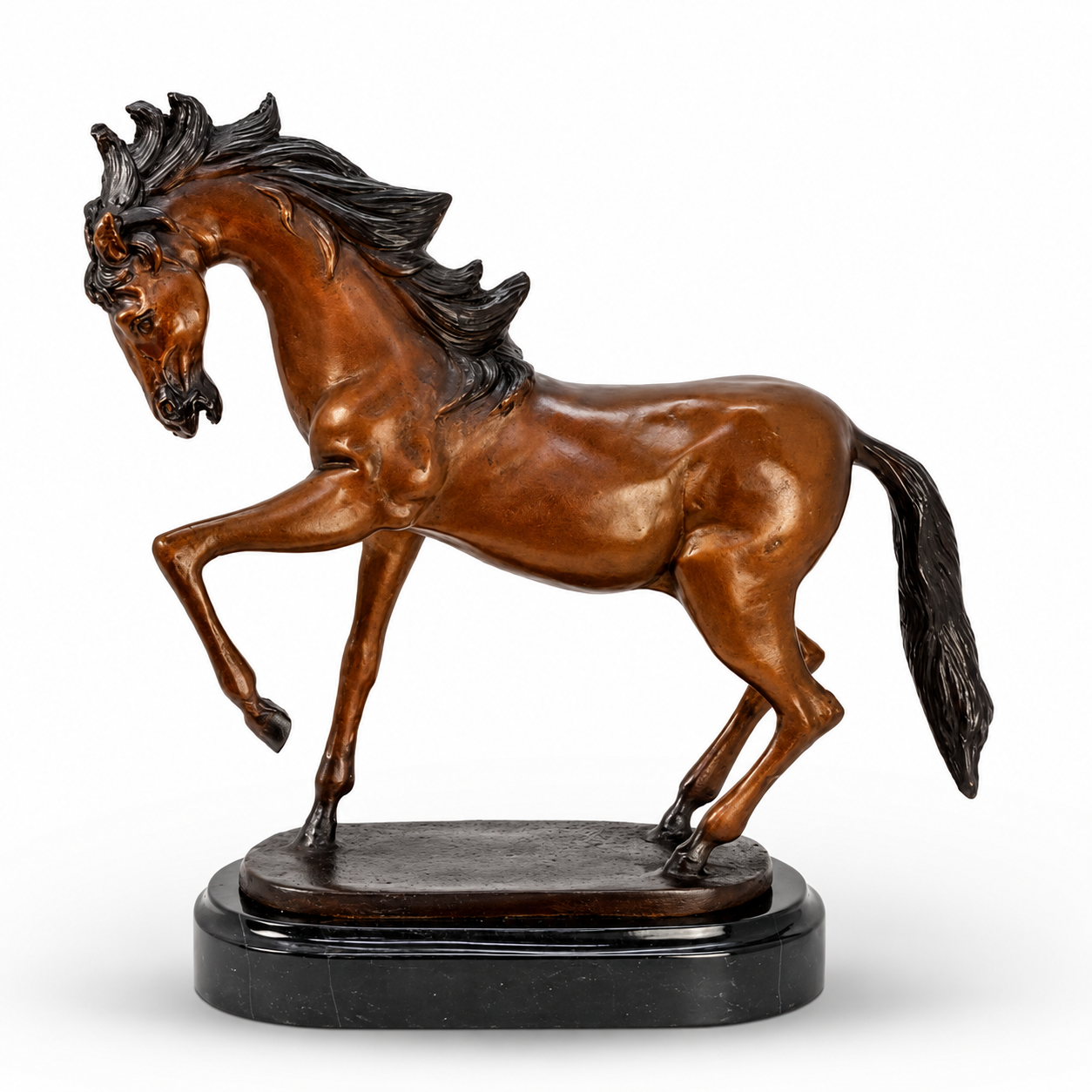 Prancing Stallion Sculpture | Handcrafted Bronze Decor