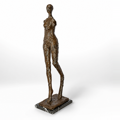 Modernist Bronze Sculpture of a Walking Female Nude | Handcrafted