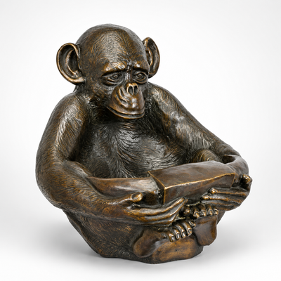 Reading Monkey Sculpture | Handcrafted Bronze Decor