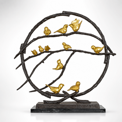 Modernist Bronze Sculpture of Birds in a Tree | Handcrafted Bronze