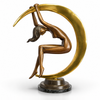 Female Nude and Crescent Moon | Handcrafted Bronze Decor