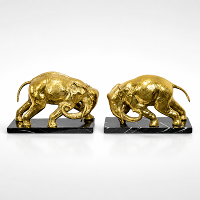 Pair of Bronze Elephant Bookends | Handcrafted Bronze Decor