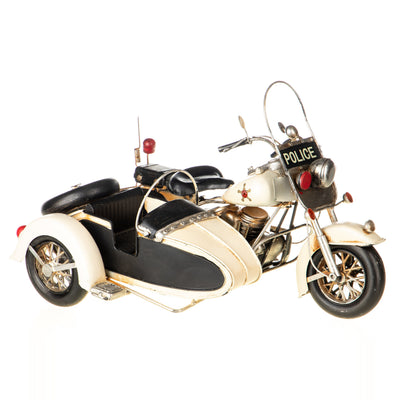 Tin model police motorcycle with sidecar | Handcrafted Home Decor