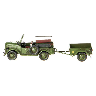Tin model military off-road vehicle with trailer | Handcrafted Home