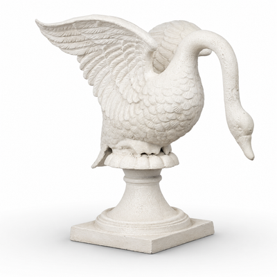 Cast Iron Sculpture of a Swan on Base | Animal Sculptures
