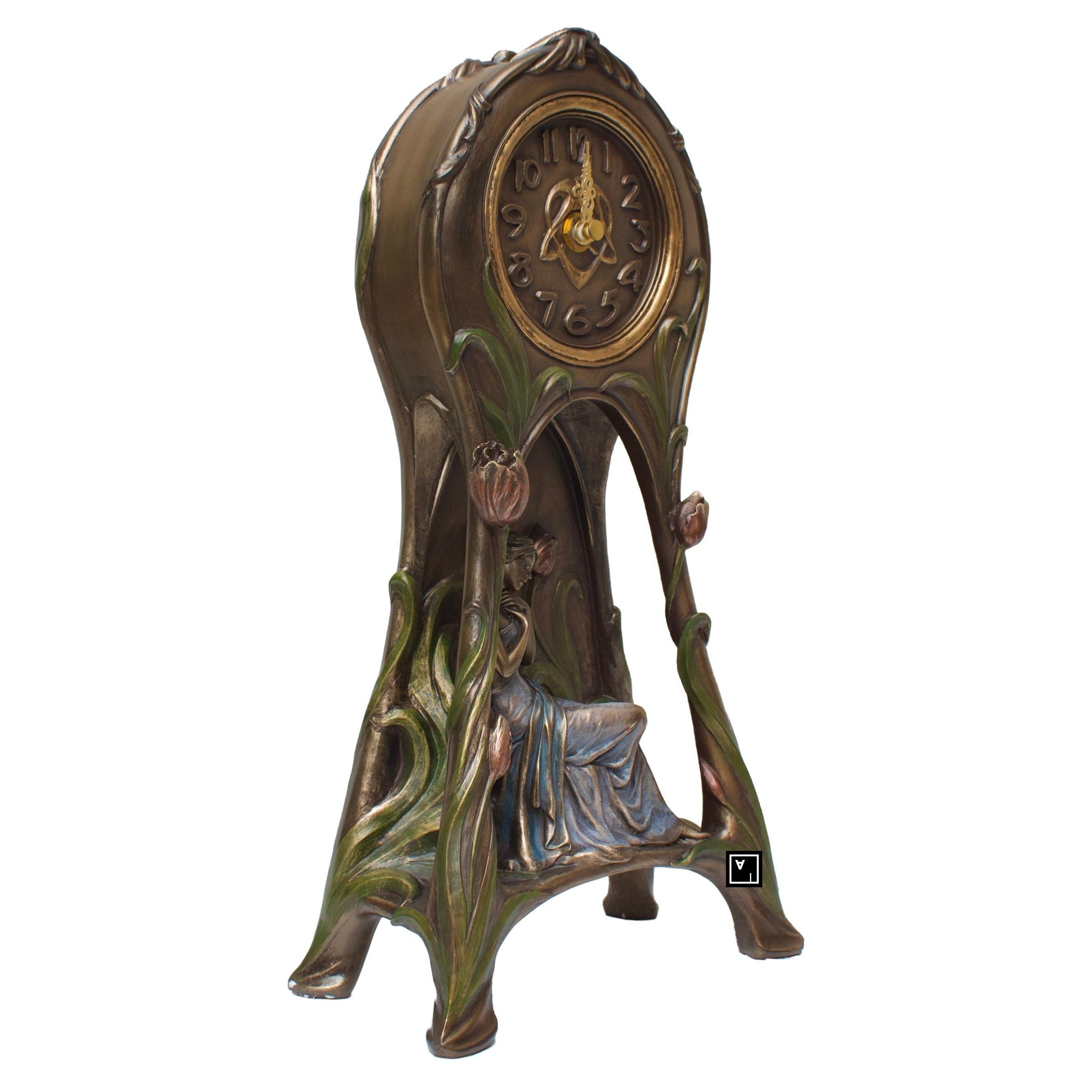 Table Clock with Woman and Flower | Clocks | Home Decor