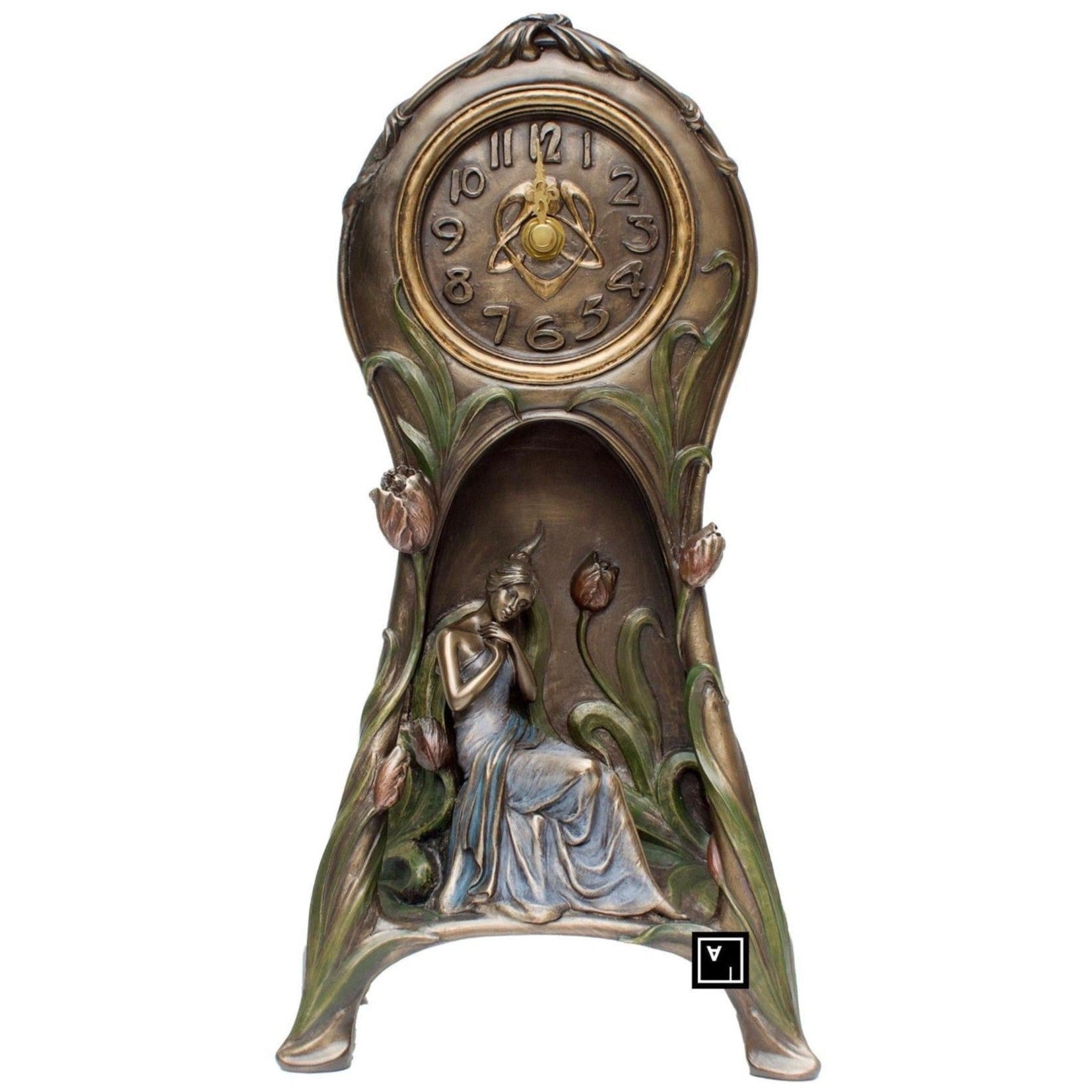 Table Clock with Woman and Flower | Clocks | Home Decor