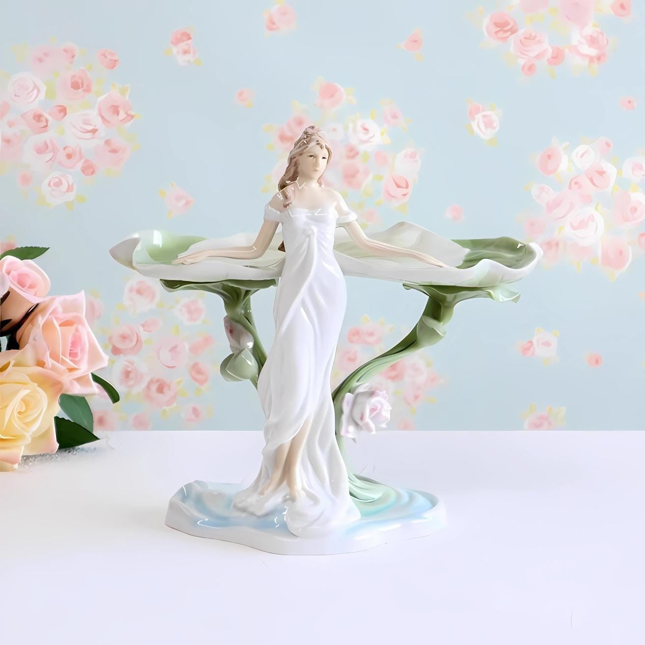 Tray with Woman and Lotus Leaf | Vases & Bowls | Home Decor