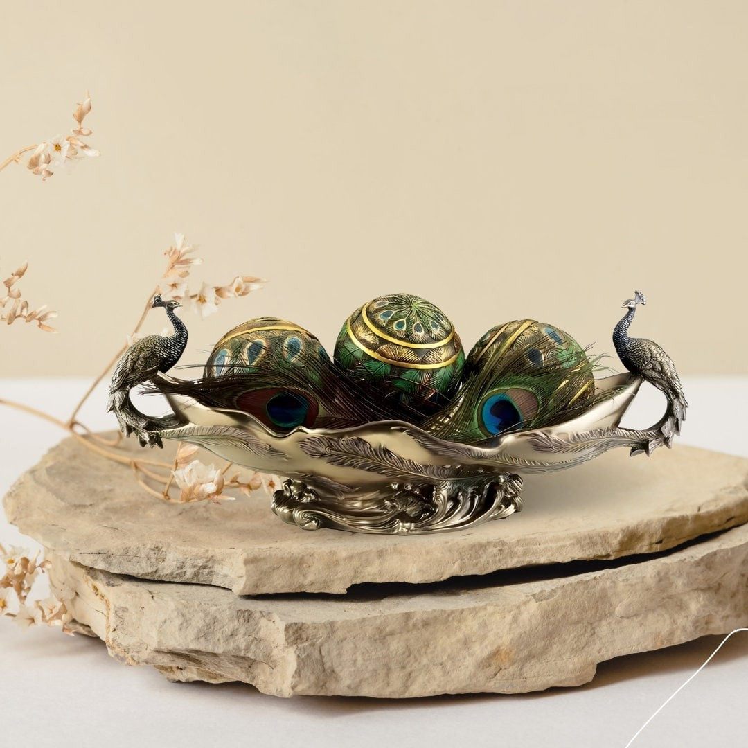 Twin Peacock Centerpiece Bowl | Vases & Bowls | Home Decor