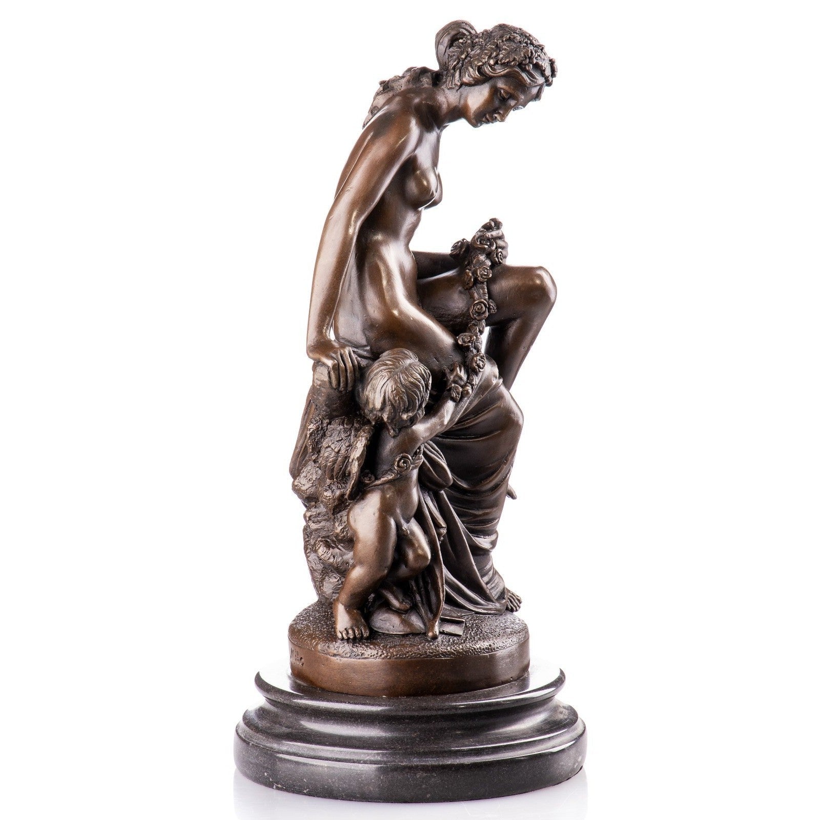 Venus with Cherub Classical Bronze Sculpture of Love and Grace