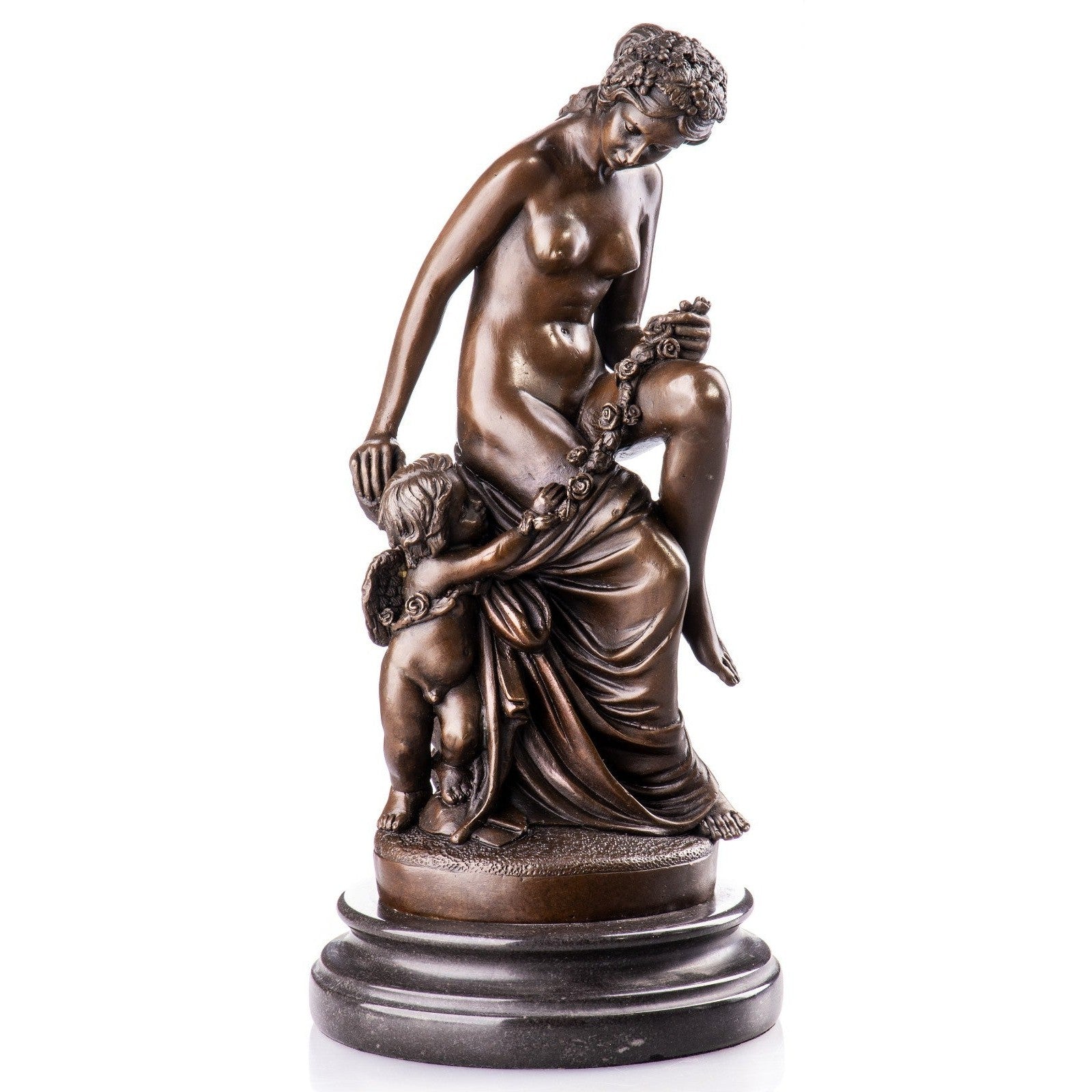 Venus with Cherub Classical Bronze Sculpture of Love and Grace
