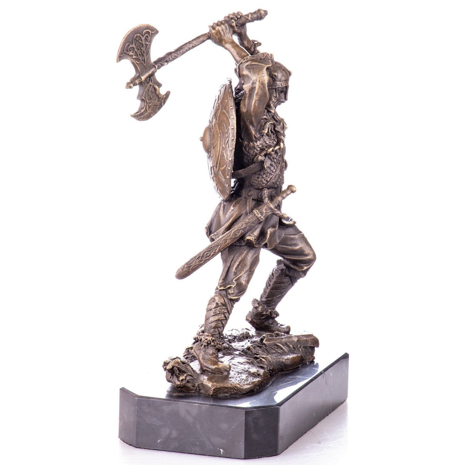 Viking Warrior Bronze Sculpture with Battle Axe | Figurines & Statues