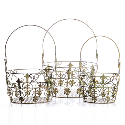 Metal baskets set/3 | Handcrafted Garden Decor | Unique Home Accent