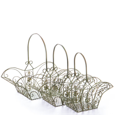 Metal baskets set/3 | Handcrafted Garden Decor | Unique Home Accent