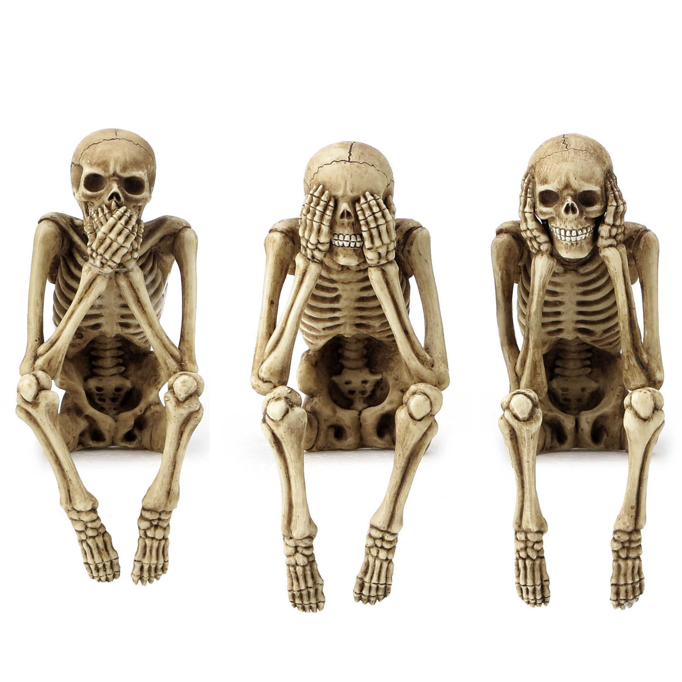 Sitting Skeletons See No Evil Hear No Evil Speak No Evil