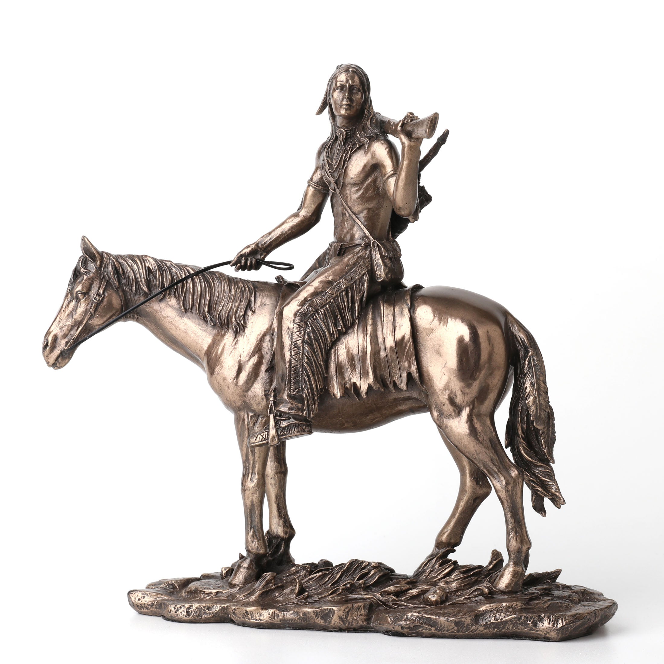 Indian Riding Horse Resting Rifle On Shoulder
