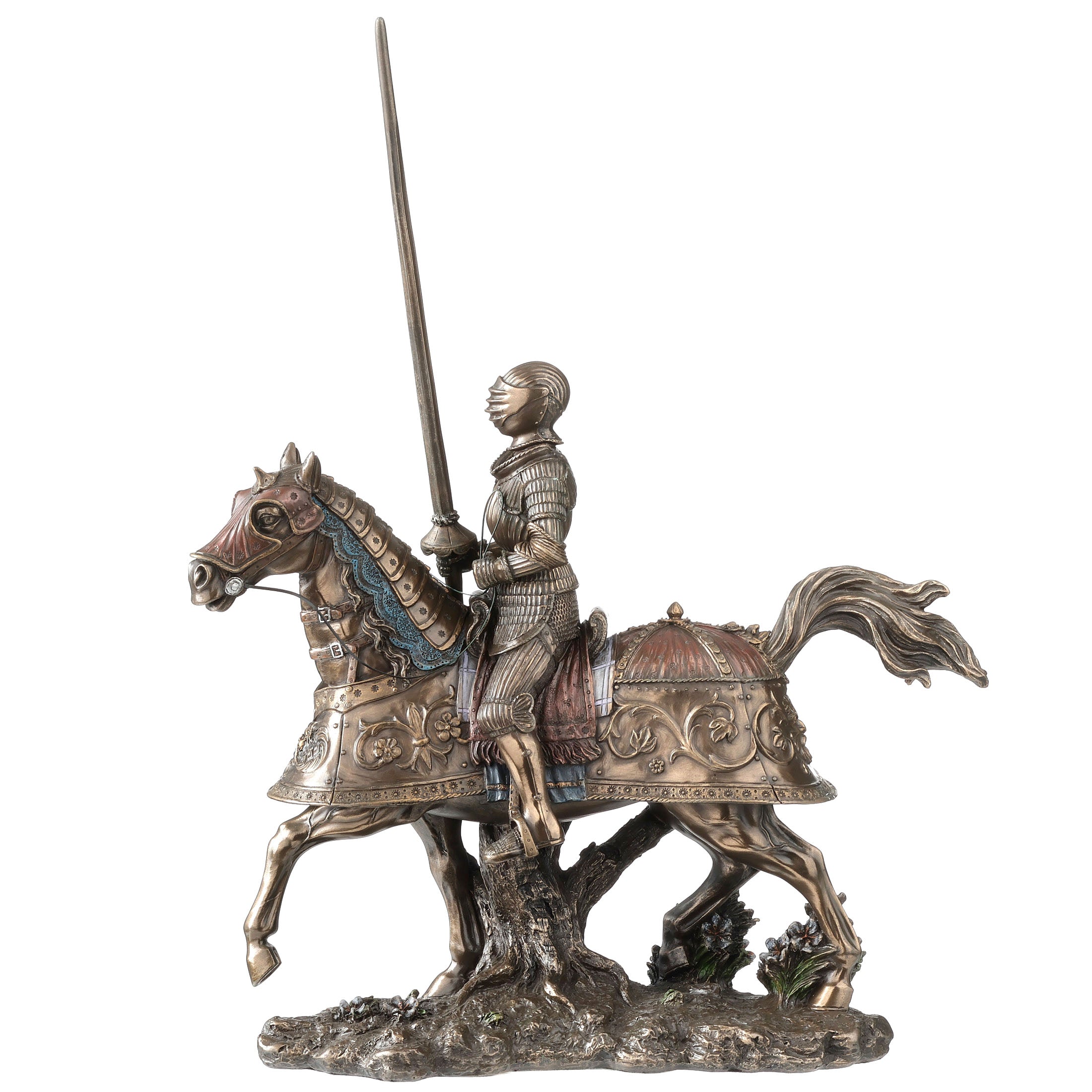 Medieval Armored Knight And Horse With Jousting Lance
