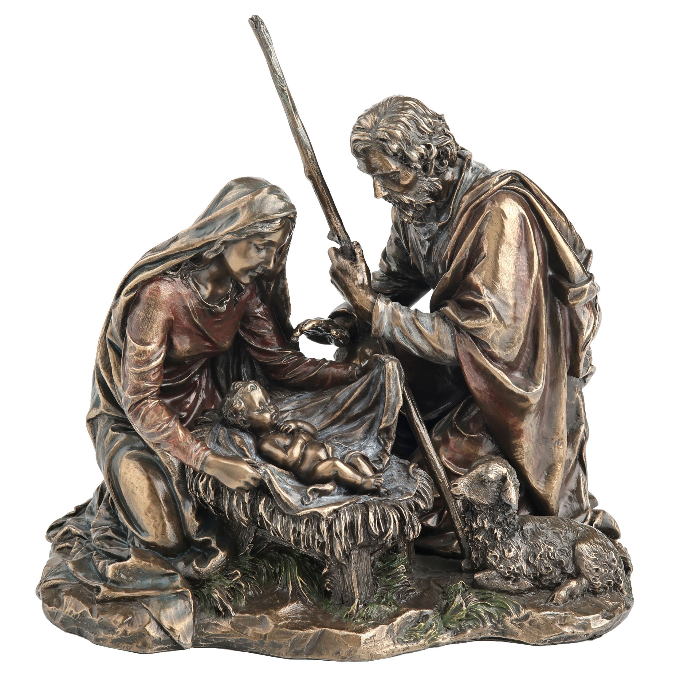 Nativity Baby Jesus, Mary And Joseph With Lamb
