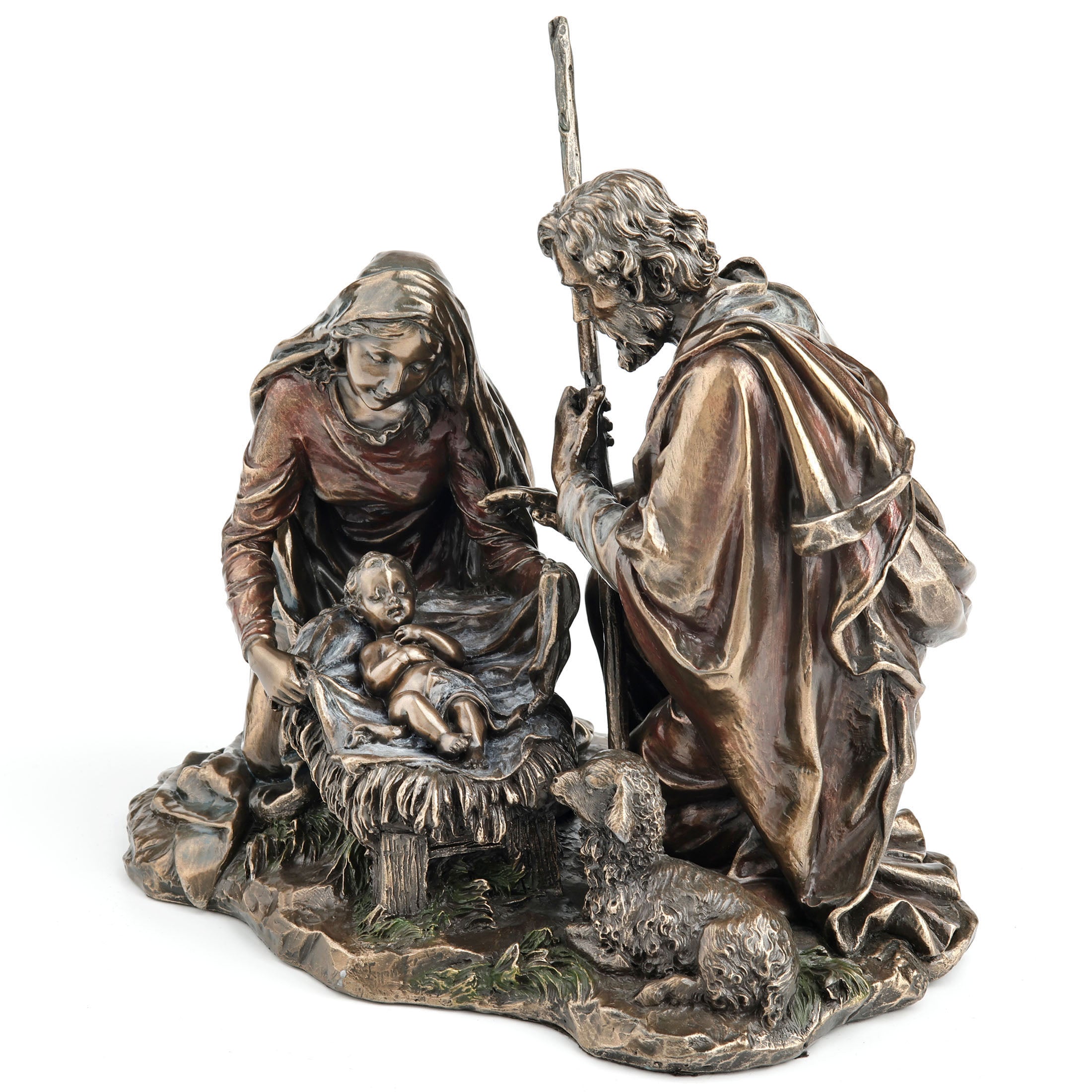 Nativity Baby Jesus, Mary And Joseph With Lamb