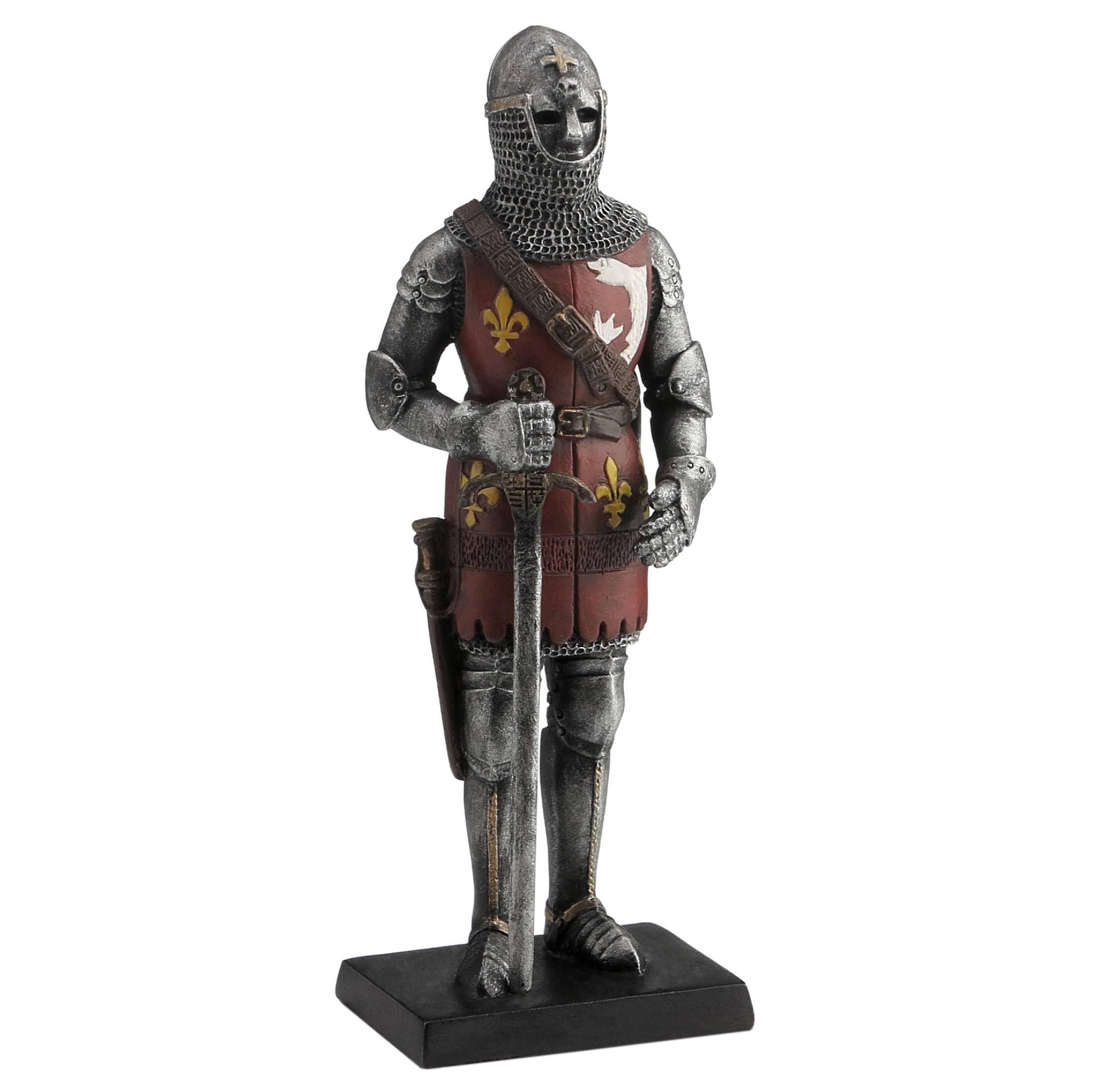 Armored Knight With Chainmail Coit Helmet And Sword