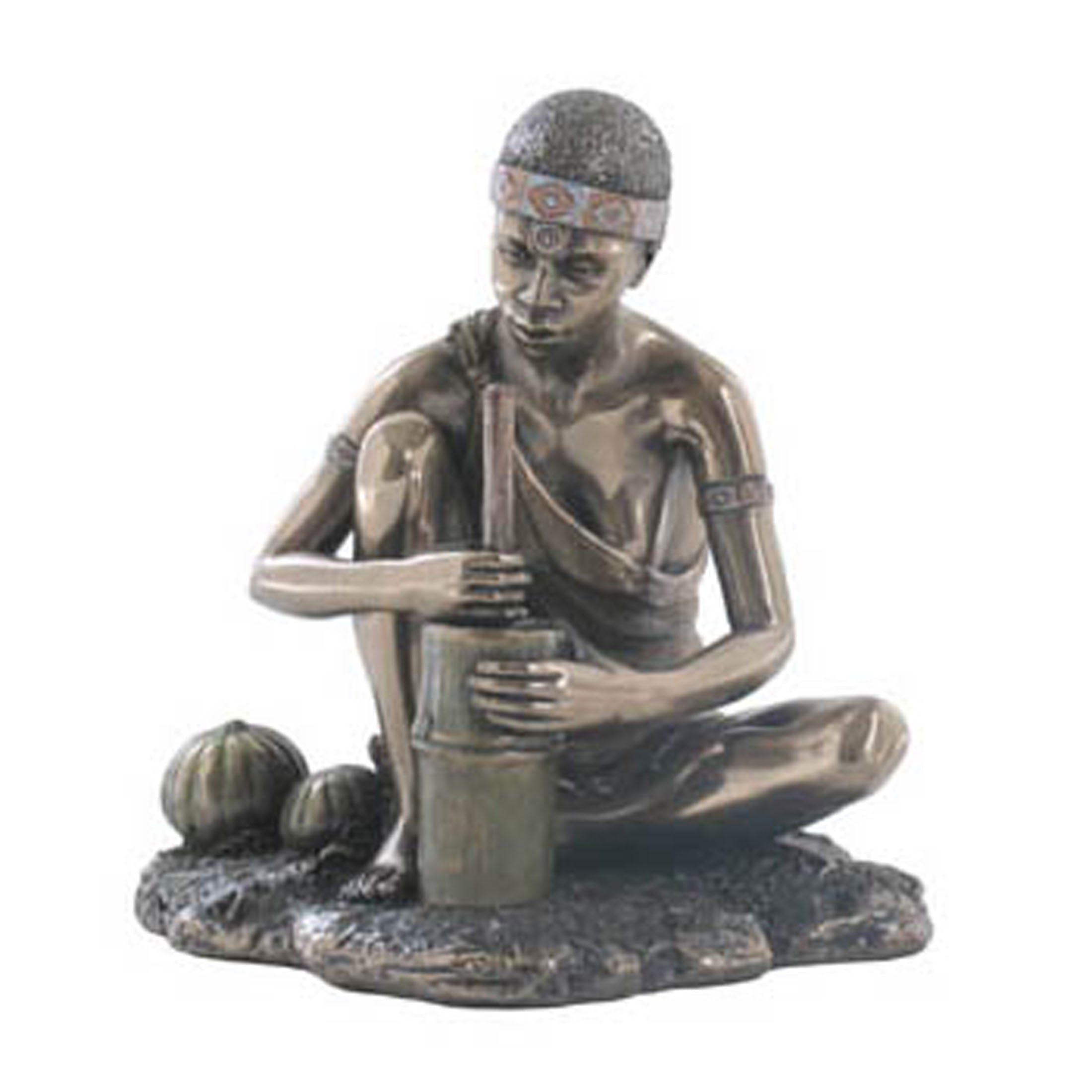 African Woman Grinding Grain (Bronze)