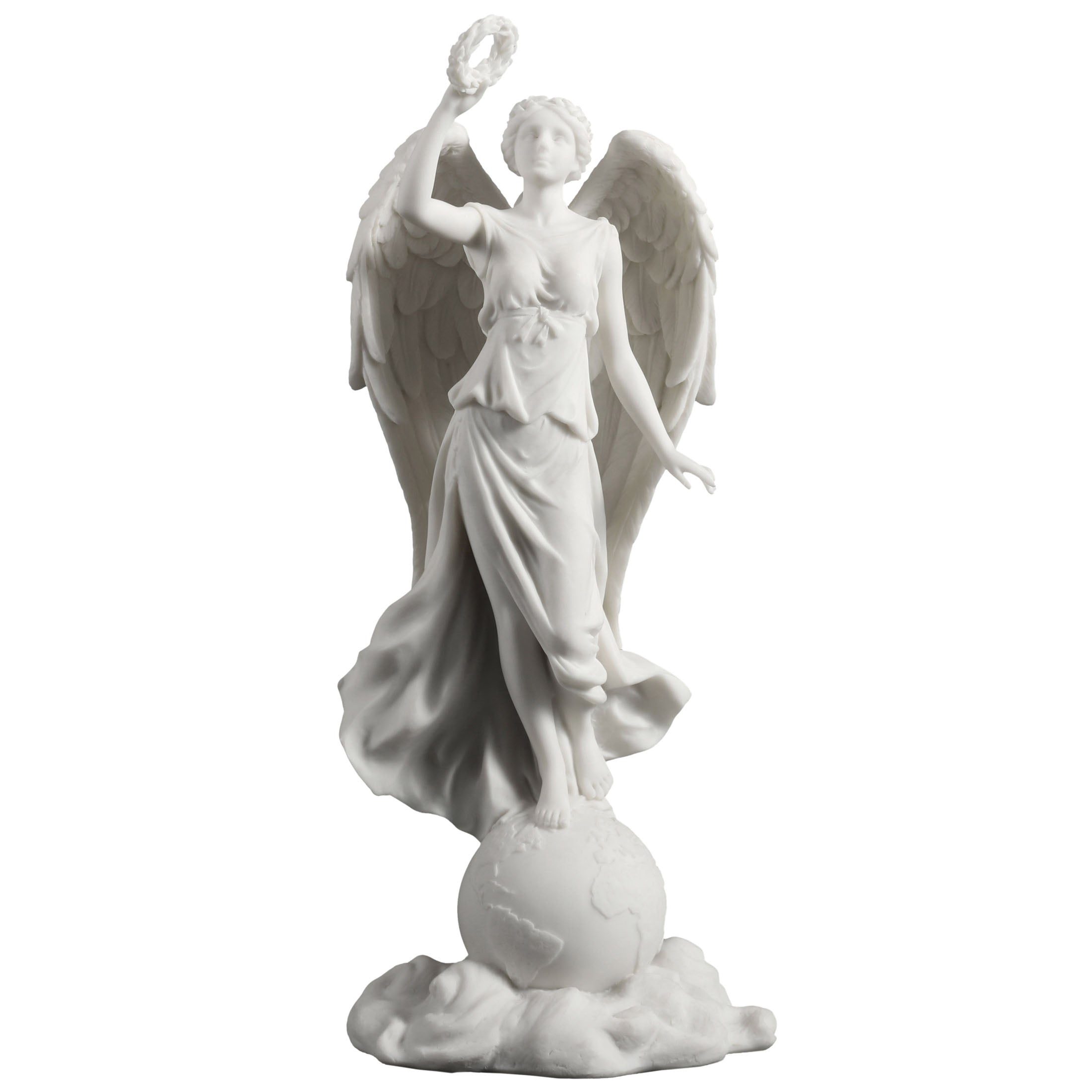 Angel Holding Wreath Standing On Earth