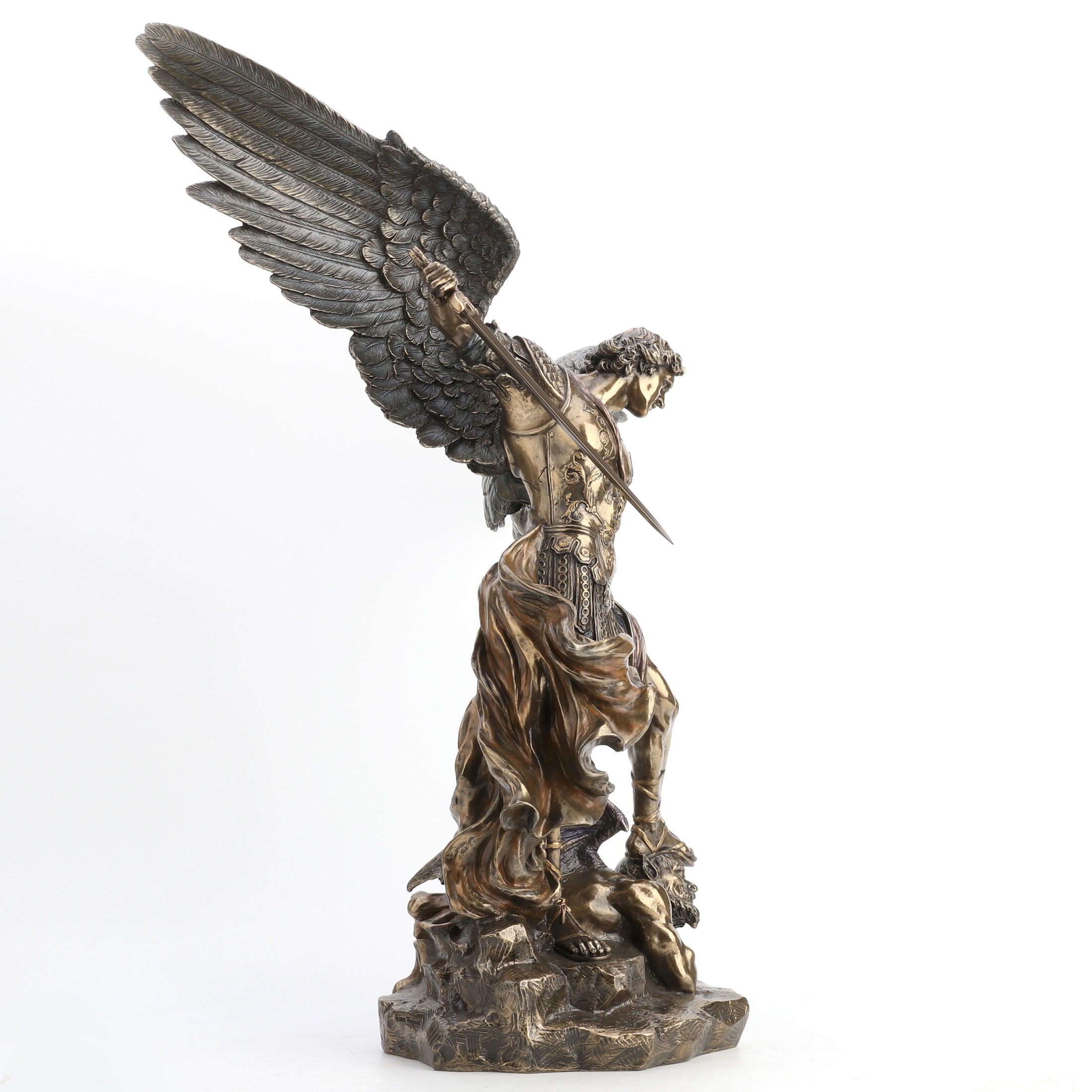 Saint Michael Standing Over Demon With Sword Large (Bronze)