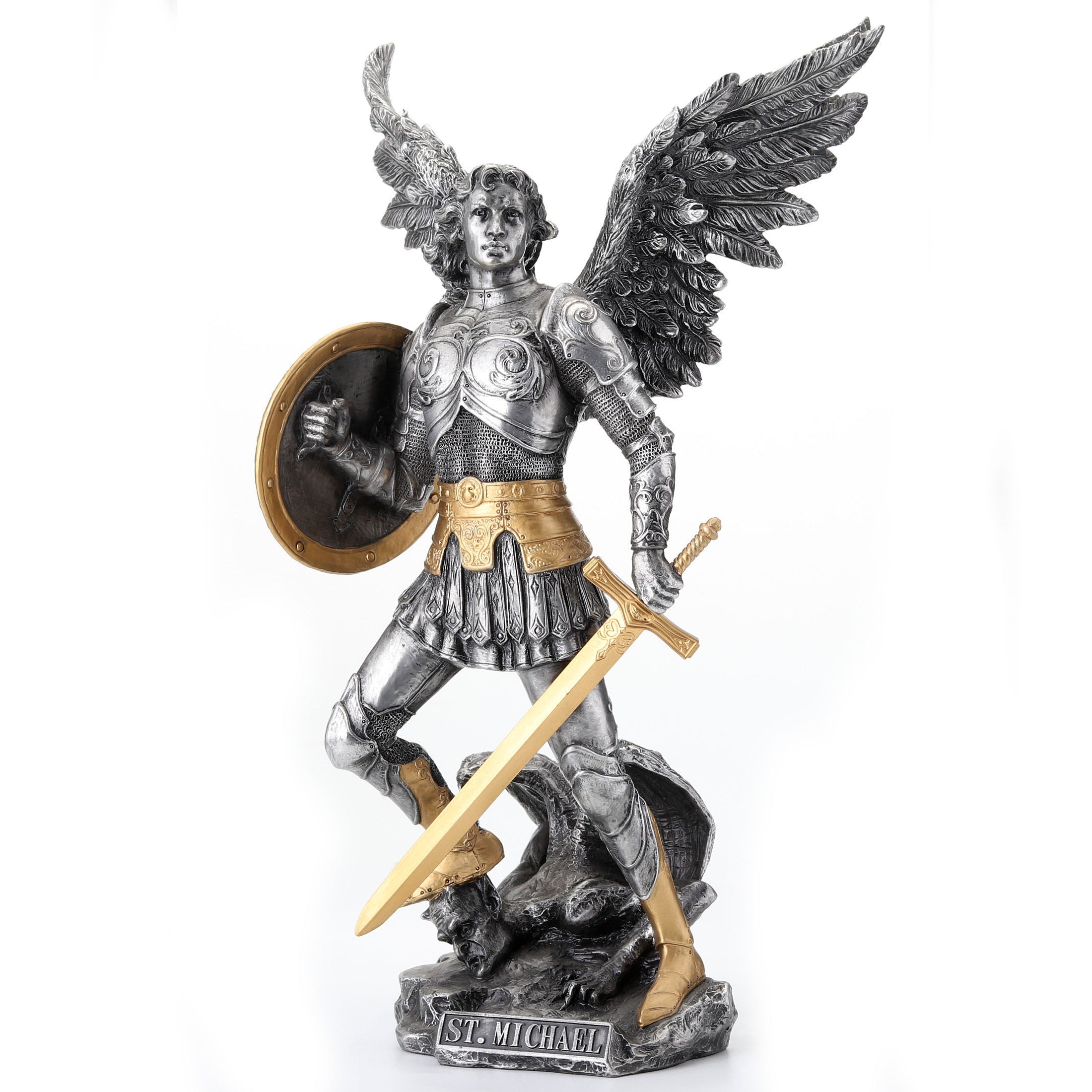 Archangel Saint Michael (Pewter and Gold)