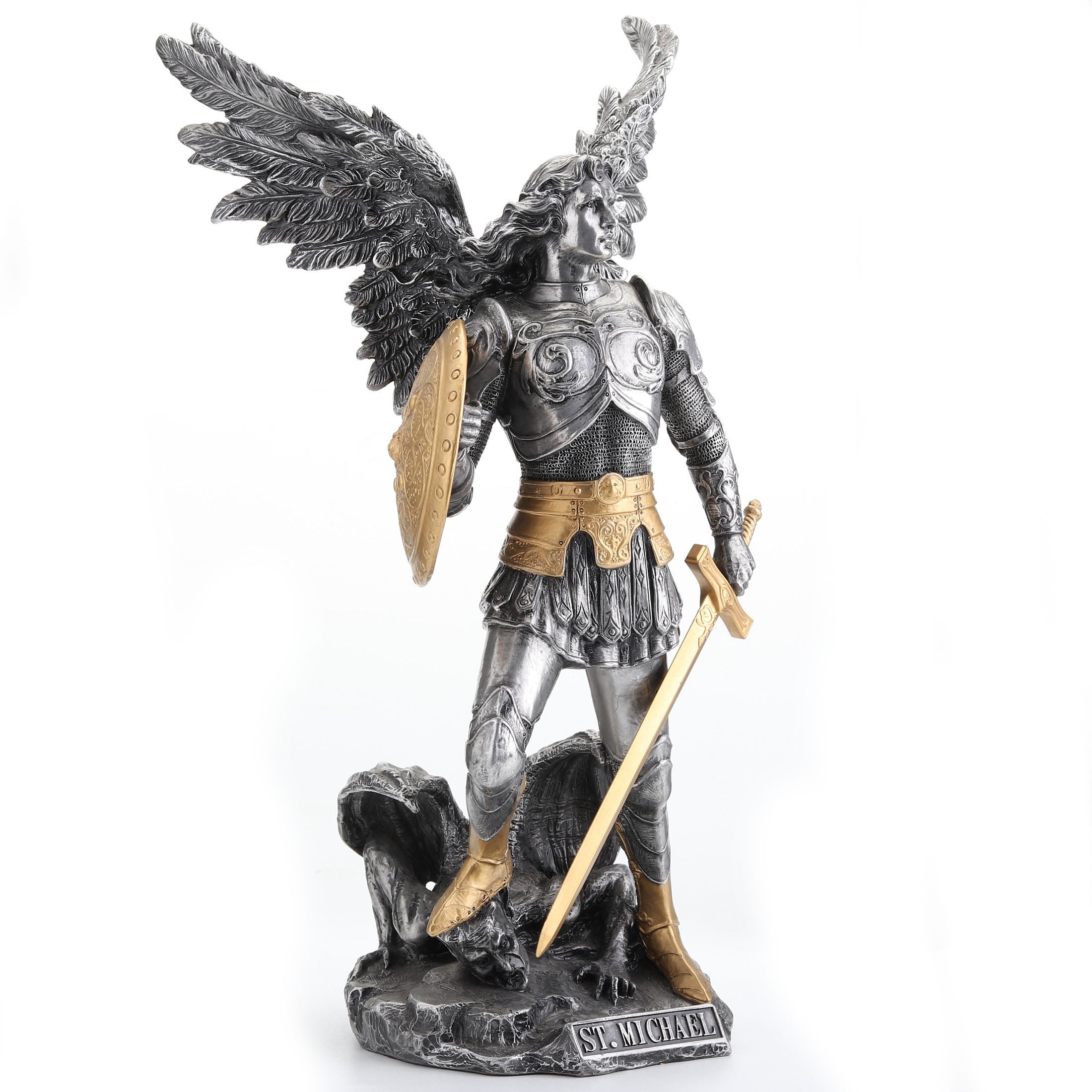 Archangel Saint Michael (Pewter and Gold)