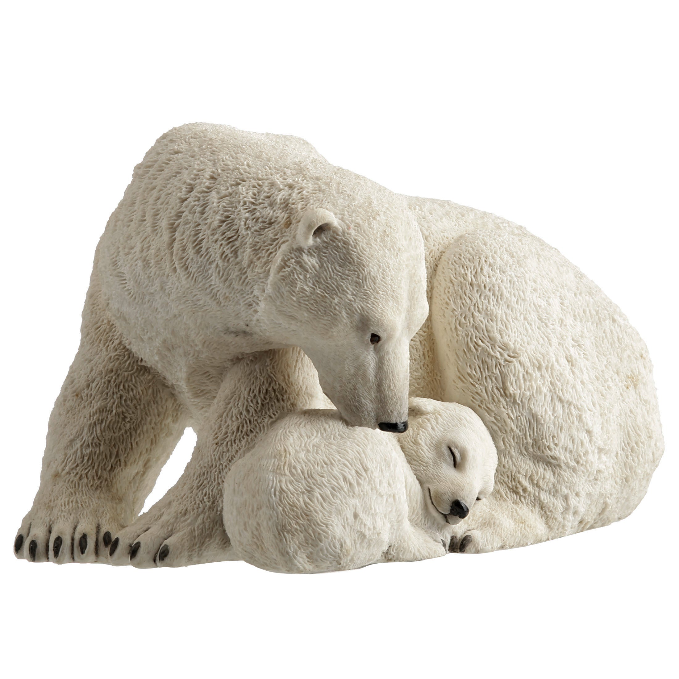 Polar Bear Cub Cuddling With Mother