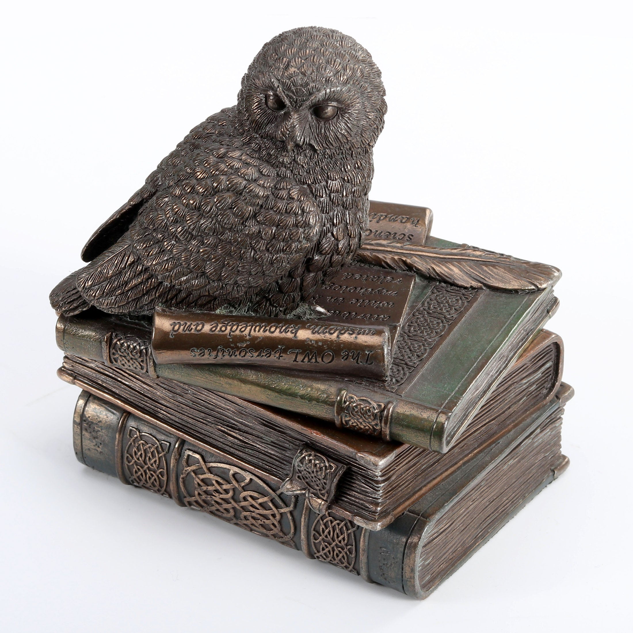 Snow Owl On Books Trinket Box(Mbz+Color)
