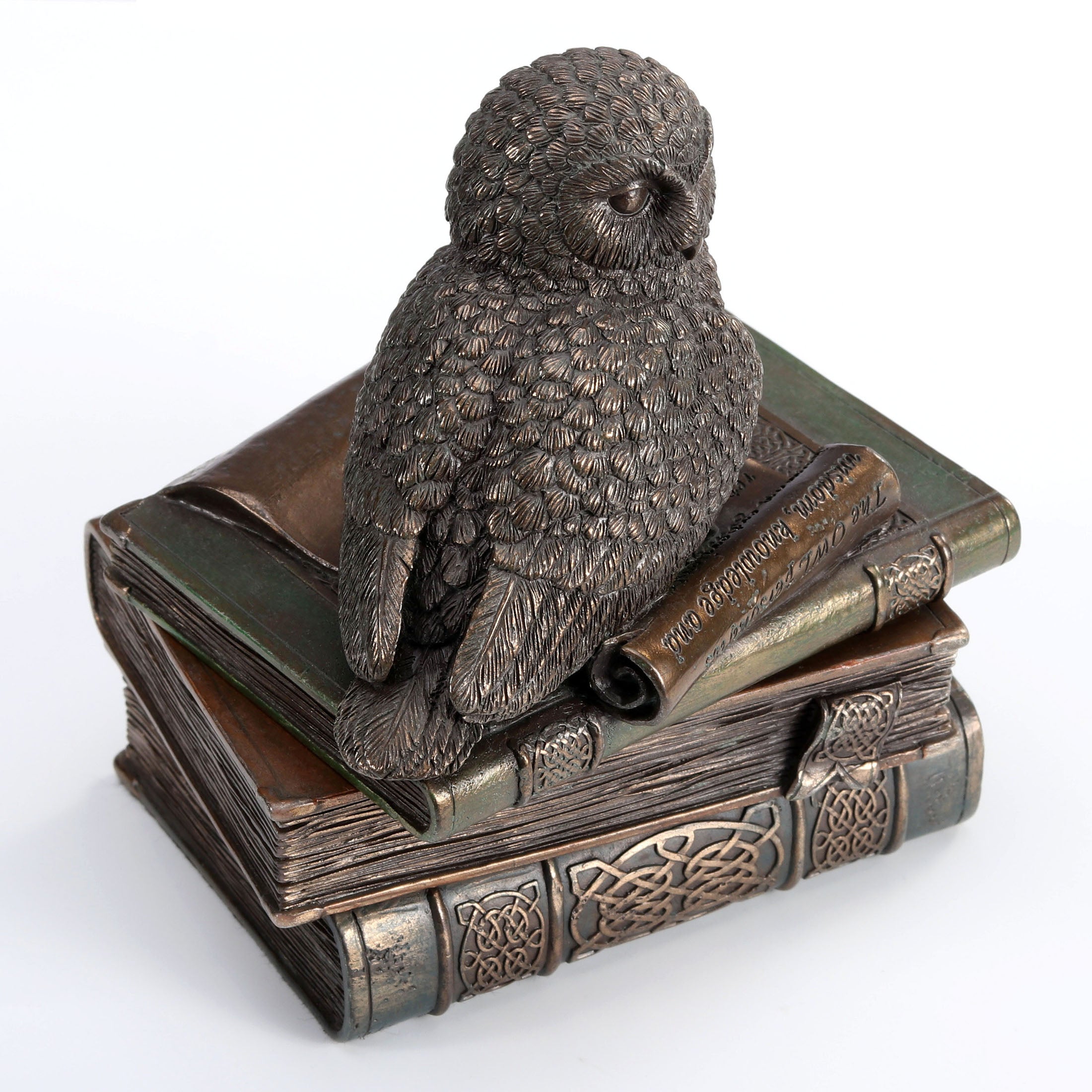 Snow Owl On Books Trinket Box(Mbz+Color)
